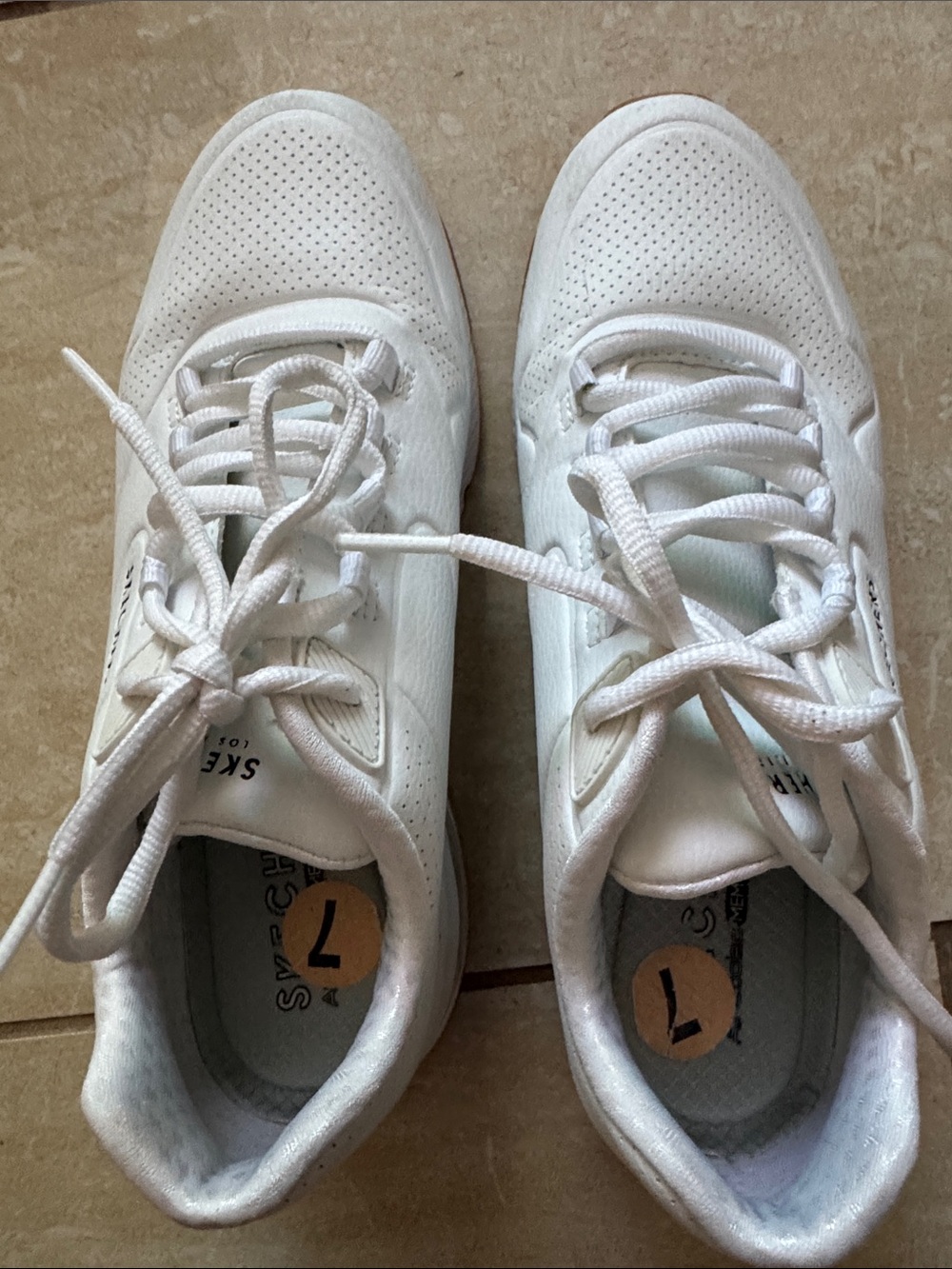 Skechers Women's White Athletic Lace-Up Sneakers